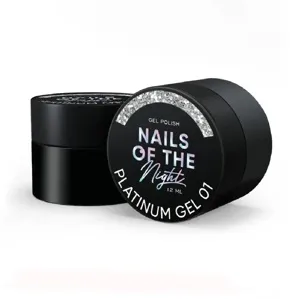 Гель-лак зі щільною металевою поталью для нігтів, 12 мл №01 Platinum gel – gel polish NAILSOFTHENIGHT 