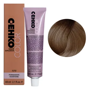 7/72 Блондин коричнево-попелястий Стійка перманентна крем-фарба для волосся, 60 мл Permament Hair Color EXPLOSION C:EHKO
