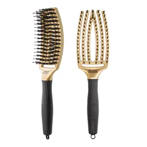 Щітка для волосся комбінована нейлон з щетиною FINGERBRUSH COMBO ICONIC BOAR&NYLON Колір: Gold ID1688 Olivia Garden