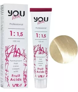 12/1 суперосвітлювальний натуральний блондин попелястий Крем-фарба стійка з фруктовими кислотами, 100 мл You look Professional