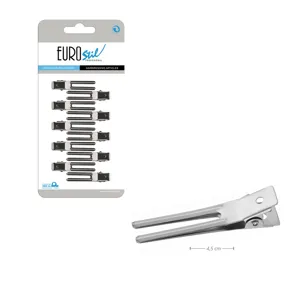 Затискач для волосся металевий подвiйний (1 шт) 00094 Eurostil