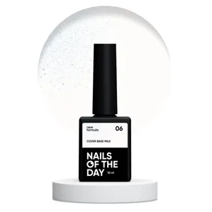 База камуфлююча молочна з шимером, 10 мл №06 Milk Cover Base NEW Formula NAILSOFTHEDAY