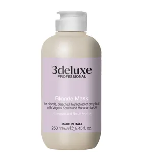 Маска для світлого, освітленого та сивого волосся з кератином і олією макадамії, 250 мл Blonde Mask 3deluxe Professional