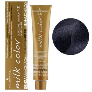 1/01 Чорно-синій Крем-фарба для волосся перманентна без аміаку, 100 мл Milk Color KLERAL System