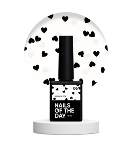 Топ з сердечками без липкого шару, 10 мл №06 Kupidon Top NAILSOFTHEDAY