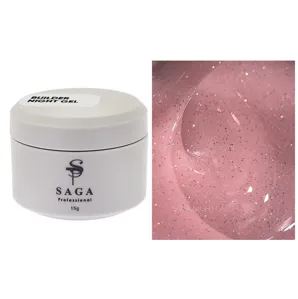 Гель для нарощування та укріплення нігтів зі світловідбиваючим ефектом, 15 мл №01 Night Builder Gel SAGA Professional