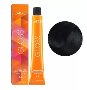 1/00 Чорний натуральний Фарба для тонування волосся без аміаку, 60мл Demi-permanent Hair Color GLOSS LAKME 