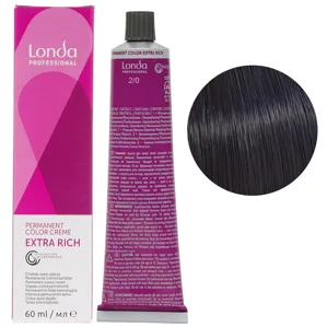 2/0 чорний Стійка фарба для волосся, 60 мл Permanent Color Londa Professional
