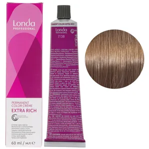 7/38 середній блондин золотисто-перлистий Стійка фарба для волосся, 60 мл Permanent Color Londa Professional