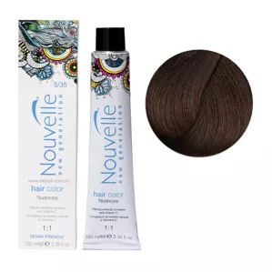 5/35 світло-золотистий коричневий червоного дереваФарба для волосся перманентна, 100мл Permanent Hair Color Nouvelle