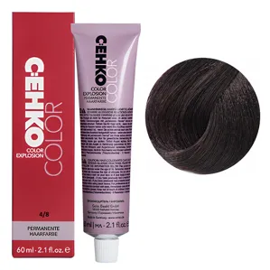4/8 Шатен фіолетовий Стійка перманентна крем-фарба для волосся, 60 мл Permament Hair Color EXPLOSION C:EHKO