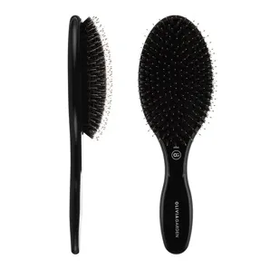 Щітка-масажна з комбінованою щетиною (чорна) Boar&Nylon Bristles Black EXPERT CARE OVAL ID2033 Olivia Garden
