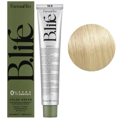 10/0 Стійка крем-фарба для волосся без аміаку, 100 мл B.life 0% Zero Ammonia COLOR CREAM FarmaVita (платиновий блондин)