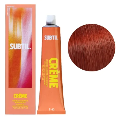 7/43 Стійка крем-фарба для волосся, 60 мл CREME Permanent Hair Color SUBTIL (блондин мідно-золотистий)
