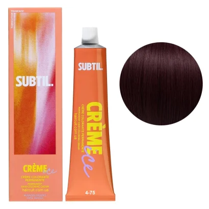 4/75 Стійка крем-фарба для волосся, 60 мл CREME Permanent Hair Color SUBTIL (коричневий каштаново-махагоновий)