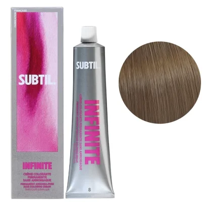8 Безаміачна стійка крем-фарба для волосся, 60 мл Permanent Hair Color INFINITE SUBTIL (світлий блондин натуральний)