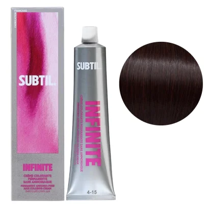 4/15 Безаміачна стійка крем-фарба для волосся, 60 мл Permanent Hair Color INFINITE SUBTIL (коричневий попелясто-махагоновий)