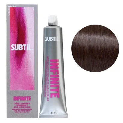 5/71 Безаміачна стійка крем-фарба для волосся, 60 мл Permanent Hair Color INFINITE SUBTIL (світло-коричневий каштаново-попелястий)