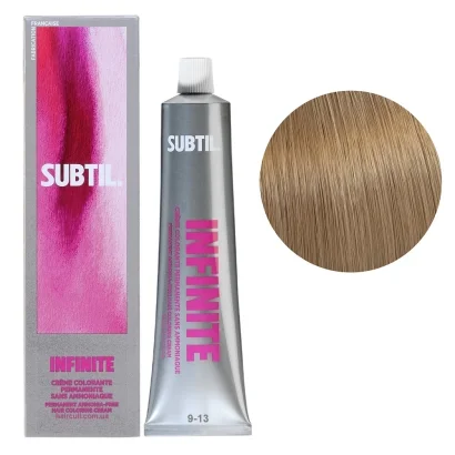 9/13 Безаміачна стійка крем-фарба для волосся, 60 мл Permanent Hair Color INFINITE SUBTIL (дуже світлий блондин попелясто-золотистий)