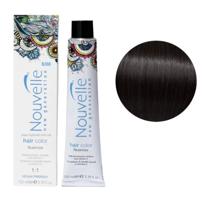 5/00 Крем-фарба для волосся перманентна, 100 мл Hair Color Nouvelle (світло-коричневий холодний натуральний)