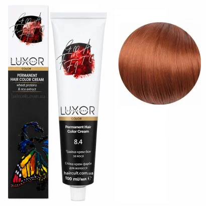 8/4 Світлий блондин мідний  Стійка крем-фарба для волосся, 100мл  Permanent Hair Color Cream LUXOR Professional 