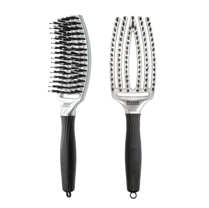 Щітка для волосся комбінована нейлон з щетиною FINGERBRUSH COMBO ICONIC BOAR&amp;NYLON Колір: Silver ID1690 Olivia Garden