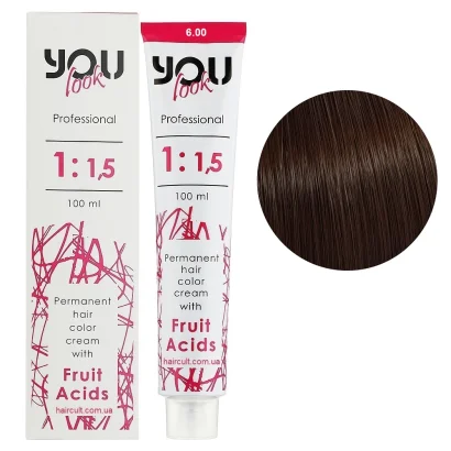6/00 Крем-фарба стійка з фруктовими кислотами, 100 мл Permanent hair color cream You look Professional (темний блондин інтенсивний)