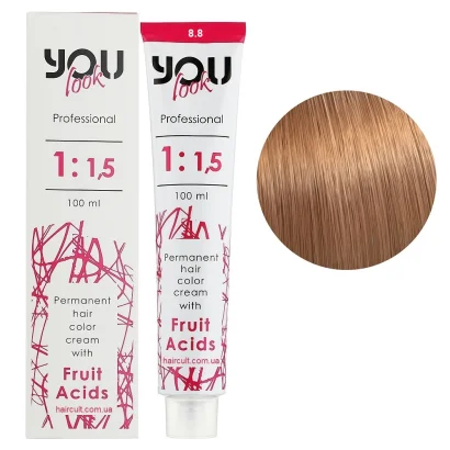 8/8 Крем-фарба стійка з фруктовими кислотами, 100 мл Permanent hair color cream You look Professional (світлий блондин бежевий)