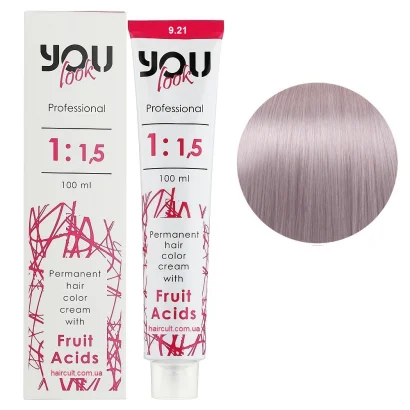 9/21 Крем-фарба стійка з фруктовими кислотами, 100 мл Permanent hair color cream You look Professional (дуже світлий блондин перламутрово-попелястий)