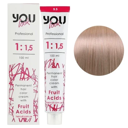 9/5 Крем-фарба стійка з фруктовими кислотами, 100 мл Permanent hair color cream You look Professional (дуже світлий блондин махагоновий)