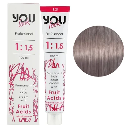 8/21 Крем-фарба стійка з фруктовими кислотами, 100 мл Permanent hair color cream You look Professional (світлий блондин перламутрово-попелястий)