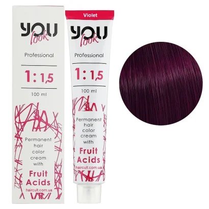 Фіолетовий коректор (Violet) Крем-фарба стійка з фруктовими кислотами, 100 мл Permanent hair color cream You look Professional