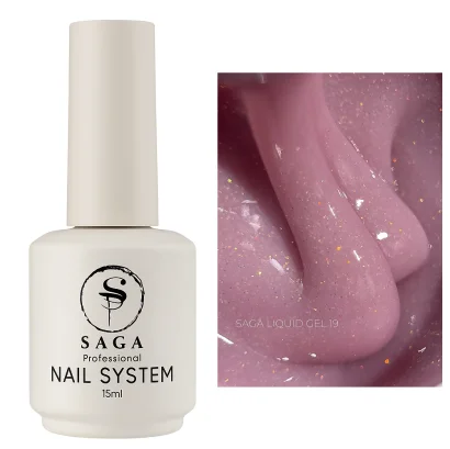 Гель рідкий для зміцнення нігтів з шимером, 15 мл №19 Liquid Gel SAGA Professional