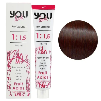 6/7 Крем-фарба стійка з фруктовими кислотами, 100 мл Permanent hair color cream You look Professional (темний блондин шоколадний)