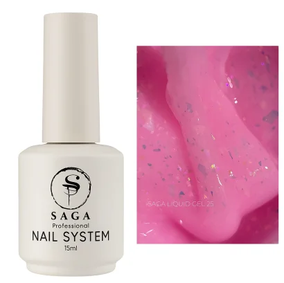 Гель рідкий для зміцнення нігтів з поталлю, 15 мл №25 Liquid Gel SAGA Professional