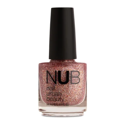 Лак для нігтів NUB Nail Polish №104 Прозорий рожевий з голографічними блискітками, 14 мл 
