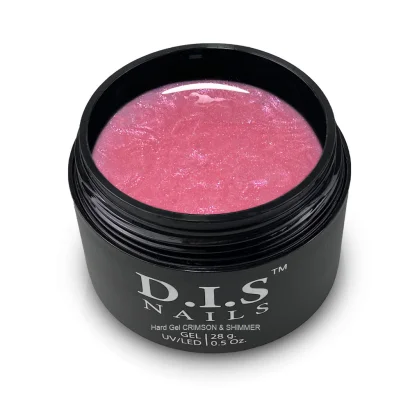 Гель моделюючий D.I.S.Nails Hard Cover CRIMSON &amp; SHIMMER Рожевий із шиммером, 28 г