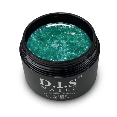 Гель моделюючий D.I.S.Nails Hard Cover EMERALD &amp; SHIMMER Смарагдовий із шиммером, 28 г