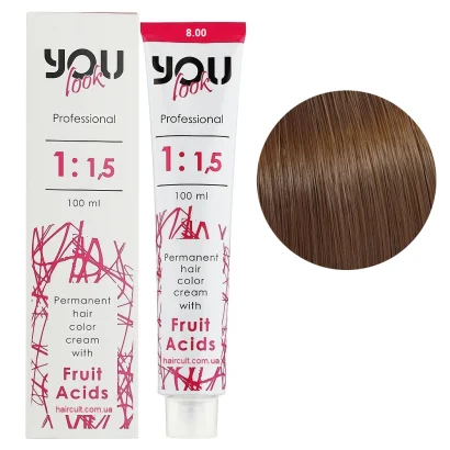 8/00 Крем-фарба стійка з фруктовими кислотами, 100 мл Permanent hair color cream You look Professional (світлий блондин інтенсивний)