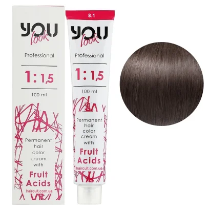 8/1 Крем-фарба стійка з фруктовими кислотами, 100 мл Permanent hair color cream You look Professional (світлий блондин попелястий)