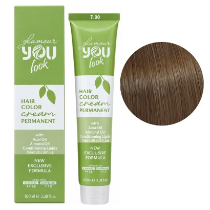 7/00 Стійка крем-фарба для волосся, 100 мл Hair Color Cream PERMANENT GLAMOUR You look Professional (блондин натурально-інтенсивний)