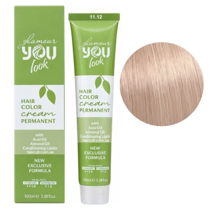 11/12 Стійка крем-фарба для волосся, 100 мл Hair Color Cream PERMANENT GLAMOUR You look Professional (пастельний попелястий перлинний)