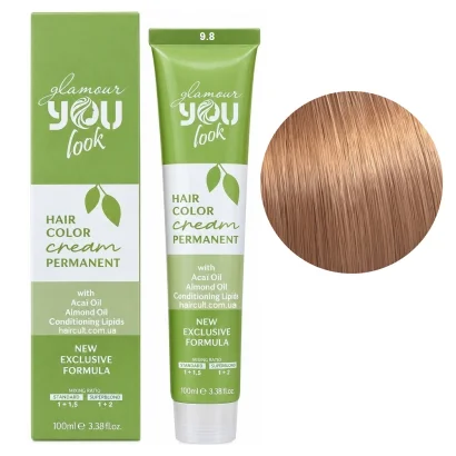9/8 Стійка крем-фарба для волосся, 100 мл Hair Color Cream PERMANENT GLAMOUR You look Professional (дуже світлий блондин перлинно-бежевий)
