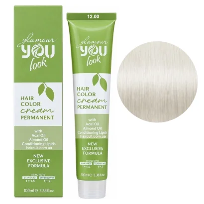 12/00 Стійка крем-фарба для волосся, 100 мл Hair Color Cream PERMANENT GLAMOUR You look Professional (суперосвітлювальний блондин нейтральний)