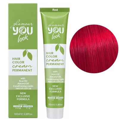 Червоний коректор (Red) Стійка крем-фарба для волосся, 100 мл Hair Color Cream PERMANENT GLAMOUR You look Professional