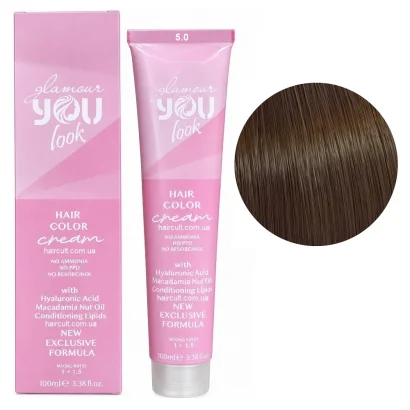 5/0 Тонувальна крем-фарба для волосся без аміаку, 100 мл Hair Color Cream NO AMMONIA GLAMOUR You look Professional (світлий каштановий натуральний)
