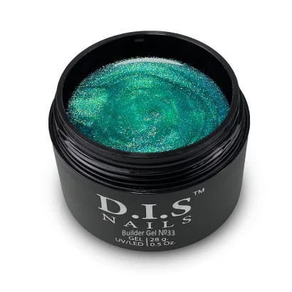 Гель моделюючий для нарощування нігтів D.I.S.Nails BUILDER GEL №033 Смарагдовий із шимером, 28 г 