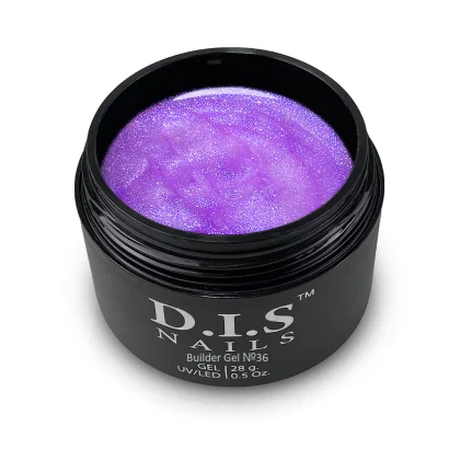 Гель моделюючий для нарощування нігтів D.I.S.Nails BUILDER GEL №036 Бузковий з глолограмним шимером, 28 г 