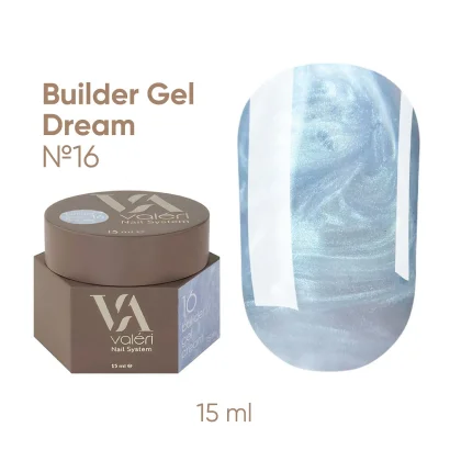 Гель для нарощування нігтів з перламутровим ефектом VALERI Builder Gel Dream №016, 15 мл