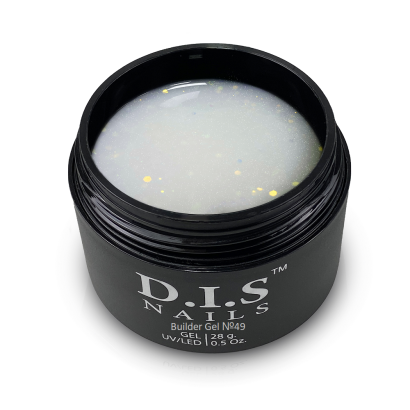 Гель моделюючий для нарощування нігтів D.I.S.Nails BUILDER GEL №049 Молочний з голографічними каміфубукам, 28 г 